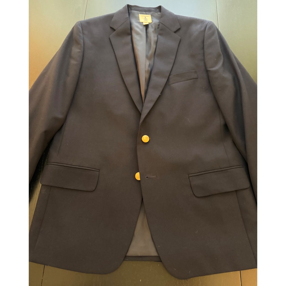 Lands' End Boys Hopsack Blazer Size 20 Navy/Gold Two-Button Sport Coat Jacket - Picture 8 of 14